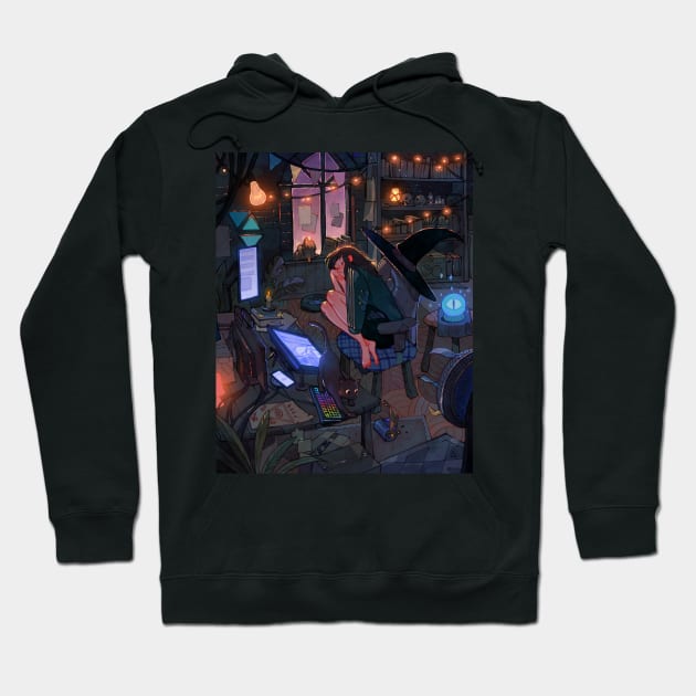 Drawing at Night Hoodie by SimzArt